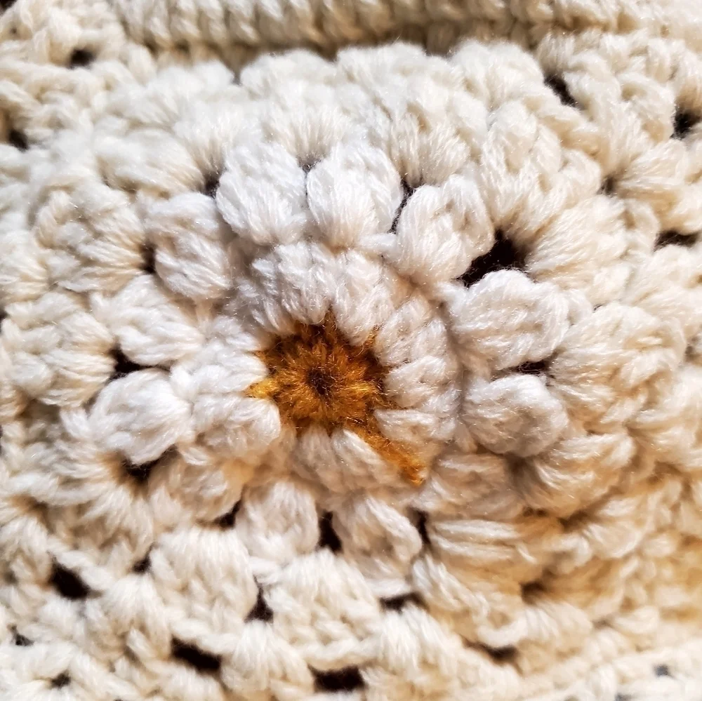 Haute Hippie Crochet Daisy Knit Hat O/S NWT